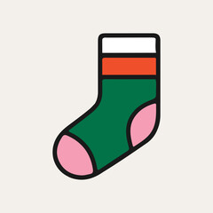 Christmas object socks vector illustration. Hand drawn simple graphic elements