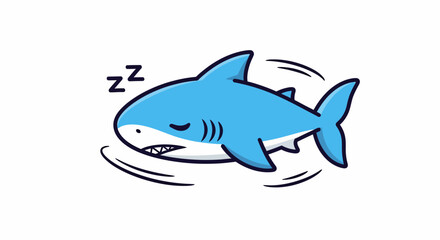 Fototapeta premium Cute sleeping shark cartoon character illustration.