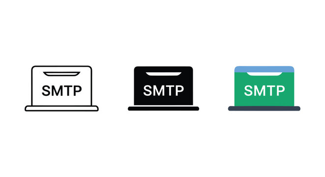 Simple mail transfer protocol icons on laptops