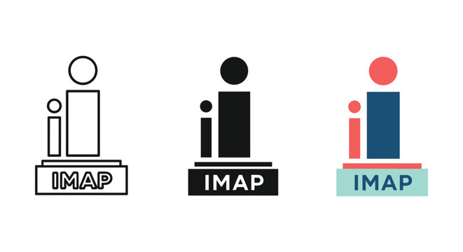 Imap logo design variations with different colors and styles