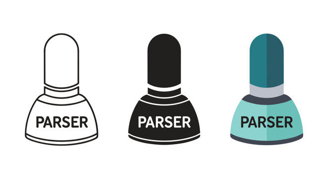Three nail polish bottles with parser label
