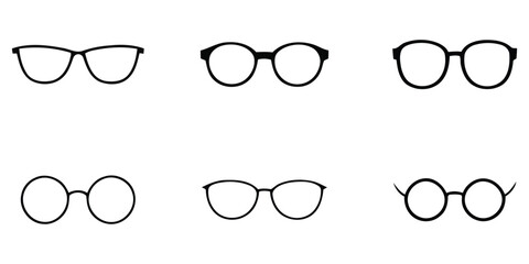 Set of different eyeglass frames styles icons outline