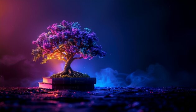 Dark Aesthetic Background with Left-Side Tree
