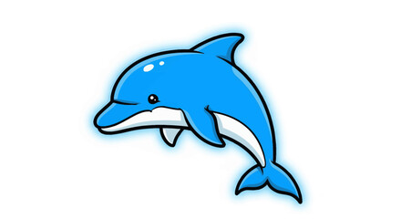 Cute cartoon dolphin illustration with a playful and friendly expression. © Arc std.