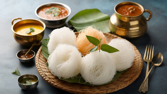 Indian cuisine. Idiyappam (String Hoppers).