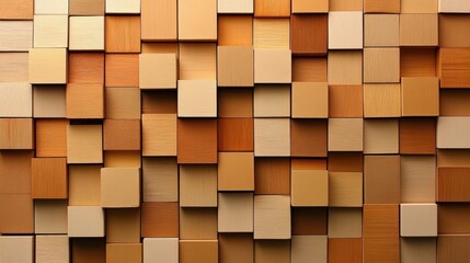 Assorted wood cubes forming a structured, textured, and neutral-toned background