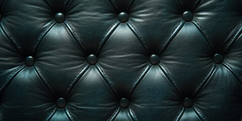 Fototapeta premium Dark, tufted leather surface with button accents and diamond patterned stitching