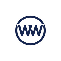 Two W letters inside a circle for a modern WW logo