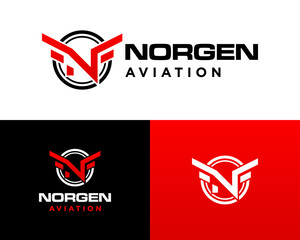 Norgen Aviation Modern Winged Emblem Logo
