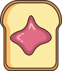 Slice of bread topped with strawberry jam, perfect for breakfast-themed visuals, editorial food content, and cozy cafe scenes.