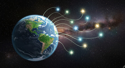 Obraz premium Global Connections, Earth Network Communications