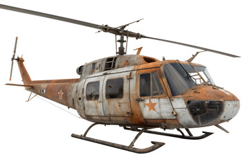Fototapeta premium Vietnam-Era Bell UH-1 Iroquois Huey Helicopter Isolated on White Background 3D Render