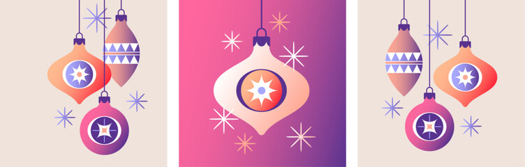 Christmas and New Year toys and decorations. Vector illustration.
