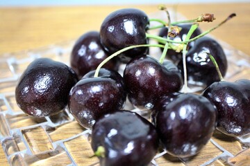 Bing cherry fruits purchased at a supermarket in Tokyo, Japan