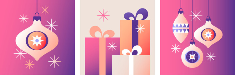 Christmas and New Year toys and decorations. Vector illustration.