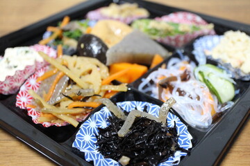 Simmered hijiki seaweed purchased at a supermarket in Tokyo, Japan