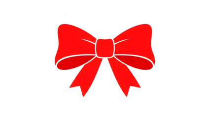 Festive red gift bow isolated element for holiday designs isolated on transparent background