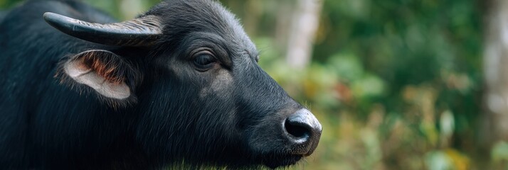 Close-up of a water buffalo in natural habitat