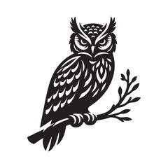 owl on a branch vector illustration