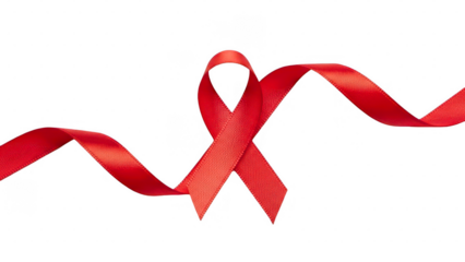 Red ribbon awareness symbol detailed design isolated on transparent background
