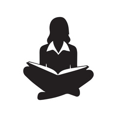 vector illustration of a woman reading book