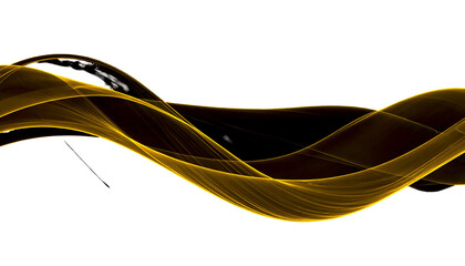 Elegant abstract design features flowing, golden curves against a stark black background