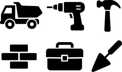 Construction Tools and Equipment Icon Set