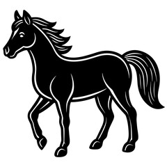 Obraz premium Elegant black horse silhouette in motion