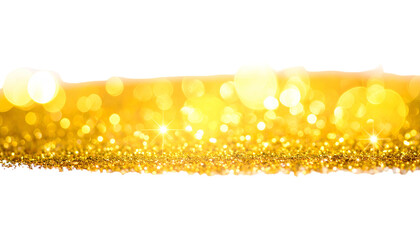 A shimmering golden textured glitter border with soft bokeh lights against a black background