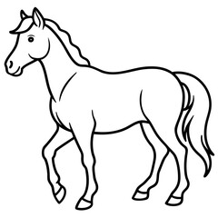 Simple line drawing of a horse in motion