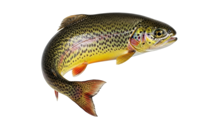 Isolated Golden Trout, a freshwater fish native to California, United States, facing right