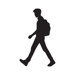 silhouette of a walking boy with bag