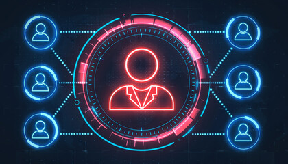 Digital Network Connection: An eye-catching graphic featuring a central figure surrounded by interconnected nodes, symbolizing the vital relationships that fuel communication and global networks.