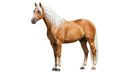 Obraz premium Isolated golden horse posing for camera, muscular build, strong equine animal portrait