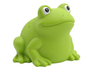 Isolated Green Frog Toy with Cartoon Eyes and a Happy Smile on a Simple Background