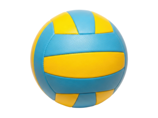 Isolated blue and yellow volleyball, perfect for sporting events and summer team activities