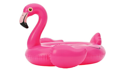 Isolated pink inflatable flamingo float perfect for a summer pool party, tropical vacation © Aline