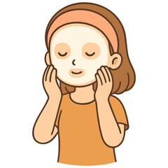 Cute Girl Applying Skincare in Soft Warm Tone Style