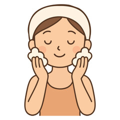 Cute Girl Washing Face in Cozy Morning Routine Style