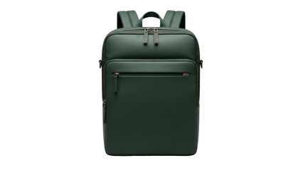 Isolated premium backpack in stylish dark-green color perfect for travel, school or work needs