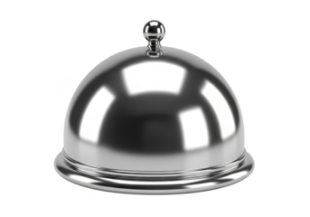 3d icon of elegant silver dome food cover isolated on transparent background, perfect for showcasing culinary creations and adding a touch of sophistication to any dining experience