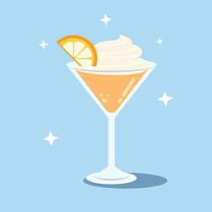 Sparkling Orange Cream Cocktail in Martini Glass