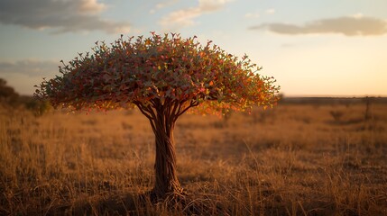 Realistic Brown Umbrella-Shaped Tree Illustration