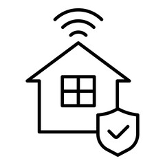 Home Security System Icon. Vector Line Icon