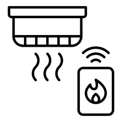 Smart Fire Alarm Icon. Vector Line Icon