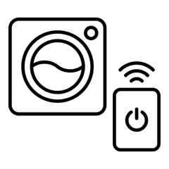 Smart Washing Machine Icon. Vector Line Icon