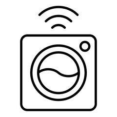 Smart Washing Machine Icon. Vector Line Icon