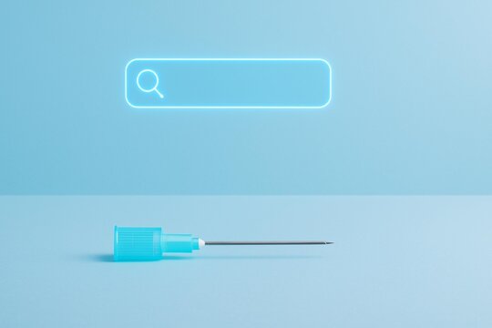 Innovative Healthcare Concept with Syringe and Digital Search Interface - Powered by Adobe