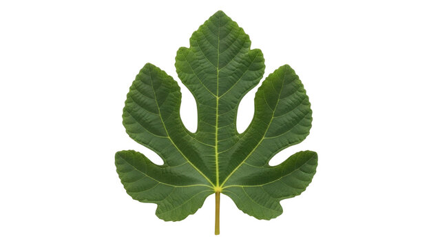 Isolated fig leaf close-up showcasing rich green color and unique shape for design elements