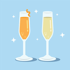 Celebratory Drinks Two Sparkling Flutes
